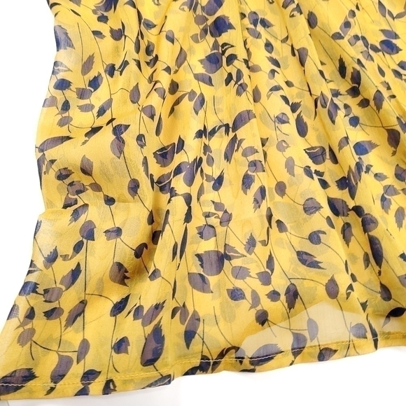 New Here Comes the Sun Boho Wide Leg Lined Pants Gold Navy Leaf Pattern … - Picture 4 of 14